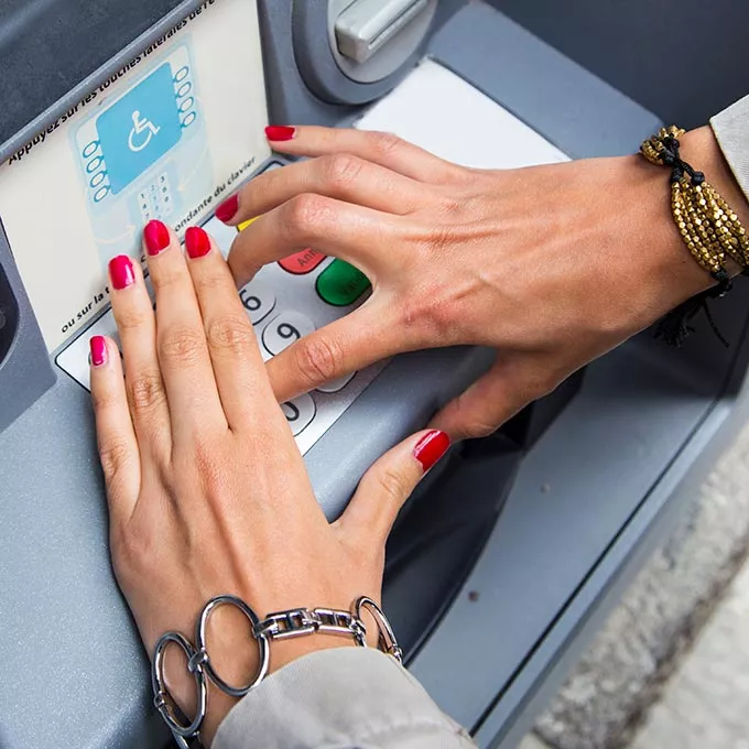 woman at an atm