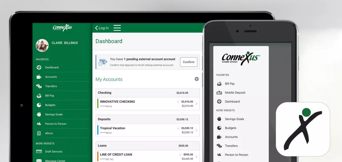 Connexus Digital Banking on Computer and Phone