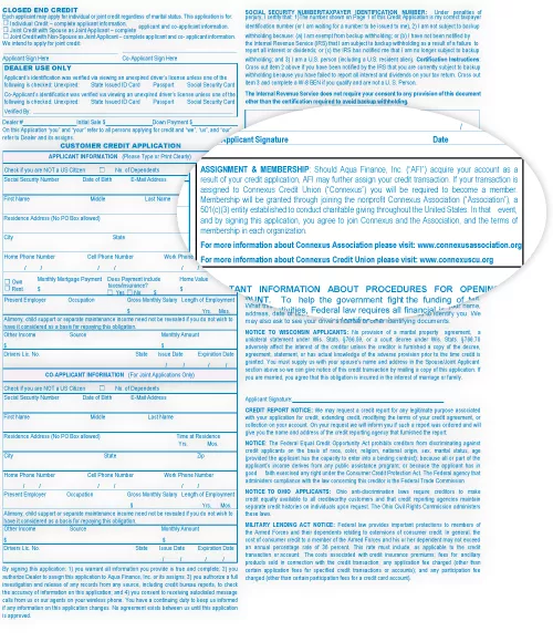 Example of Aqua Finance membership account agreement