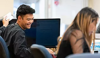 young man working at an office