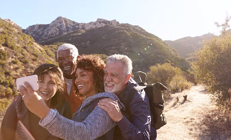 elderly couples taking selfie