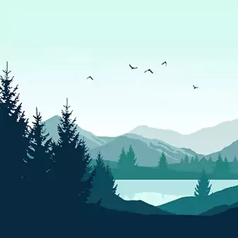 digital art of mountains and a lake