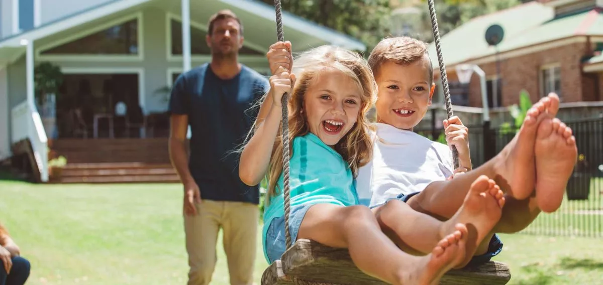 Children on a swing